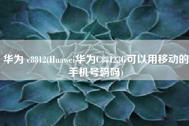 华为 c8812(Huawei华为C88123G可以用移动的手机号码吗)